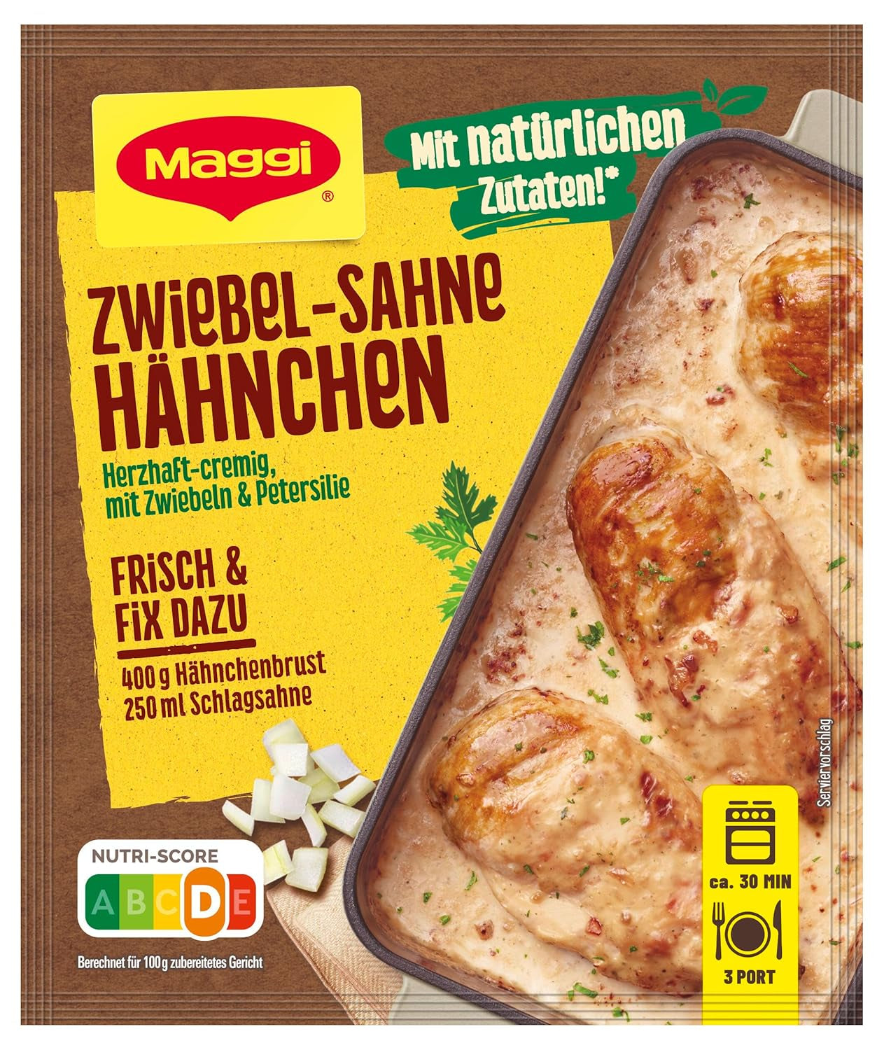 MAGGI Fix für Zwiebel-Sahne Hähnchen, Würzmischung, mit natürliche Ingredient*, für 3 Portions, 1er Pack (1 x 26g)