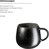 MÄSER Carellia frukostset 12 delar - keramik från Portugal - reaktiv glasyr - 4 desserttallrikar 23 cm, 4 skålar 15 cm, 4 kaffemuggar 430 ml - tål diskmaskin och mikrovågsugn, grå