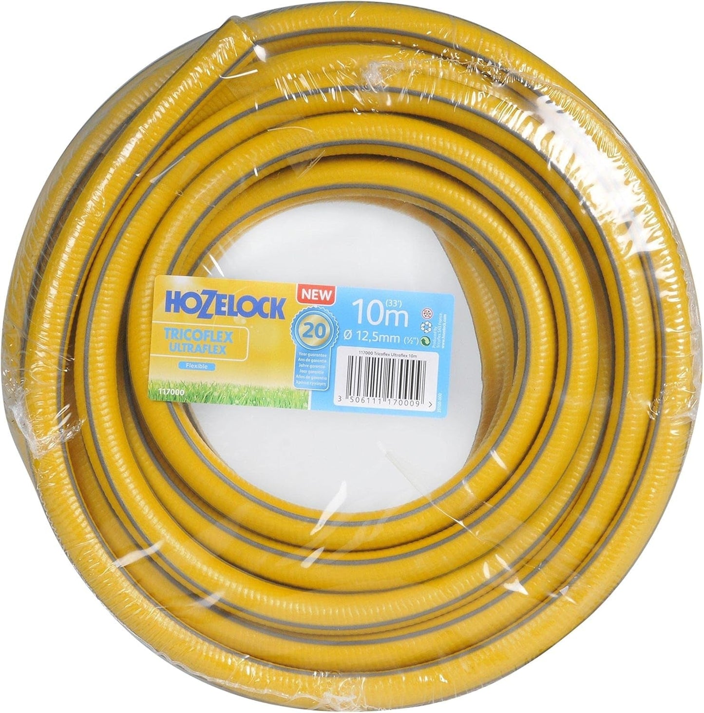 HOZELOCK - Tricoflex Ultraflex slang Ø 12,5 mm (1/2") 20 M: Flexibel trädgårdsslang, väderbeständig, vrid- och böjbeständig, tillverkad av 40 % återvunnen PVC [117002], gul