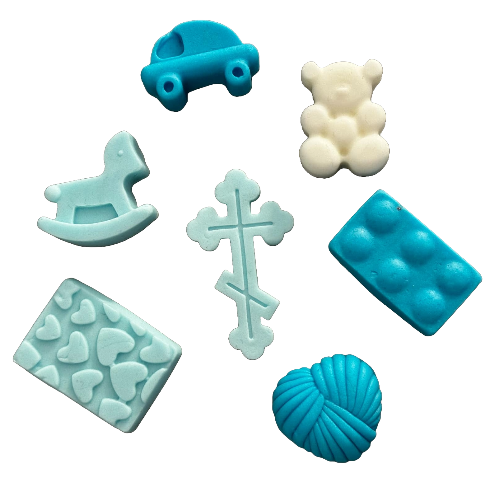 Set med 7 ätbara sockerpastadekorationer, Batez Sugar Paste Decorations Nati Shop