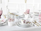 CreaTable, 24024, Square Orchid Series, 18-delat servisset för 6, porslinskaffe, diskmaskin och mikrovågssäker, kvalitetstillverkning