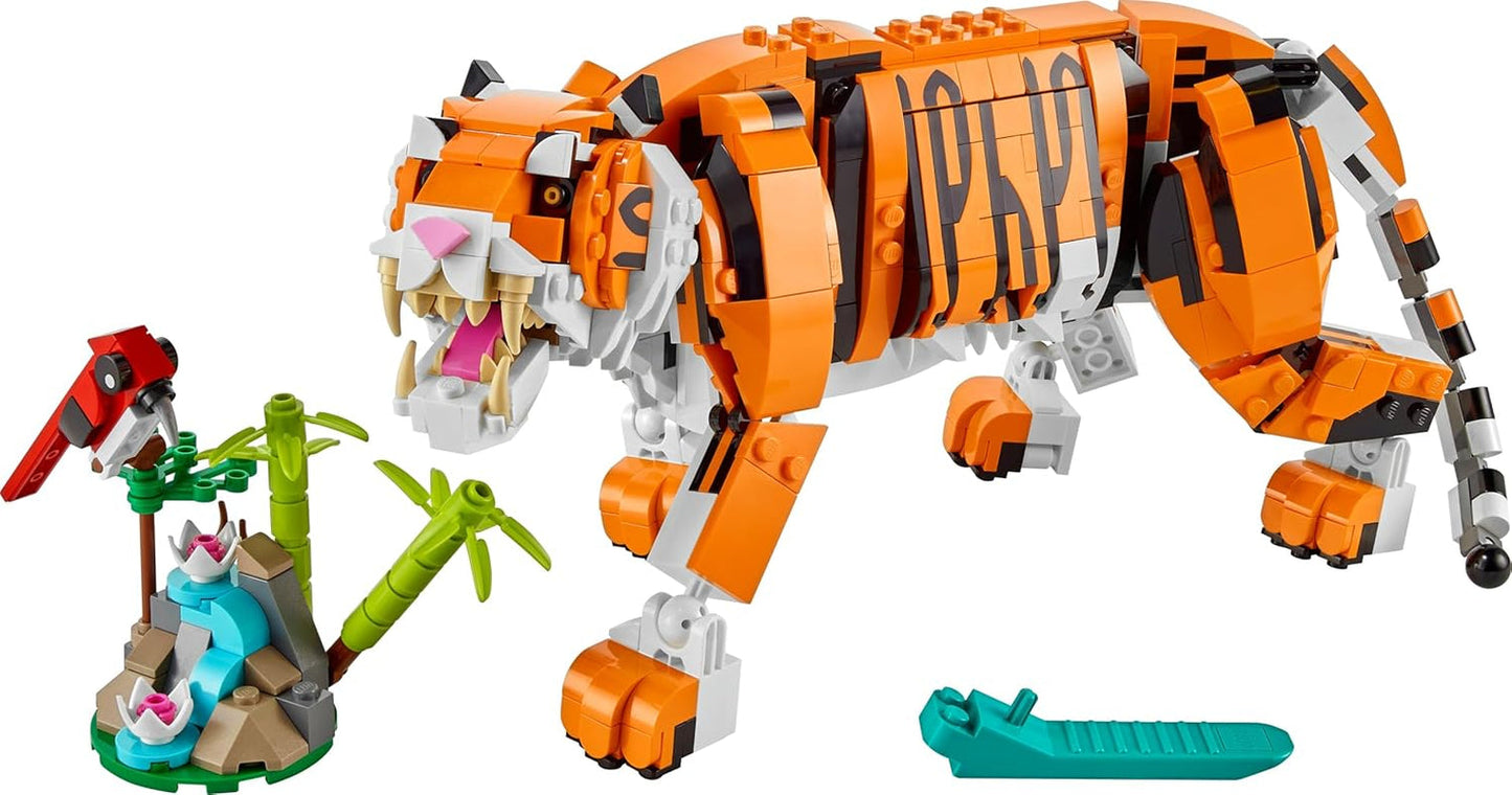 LEGO 31129 Creator Majestic Tiger, Panda eller Fish 3-i-1 djurfigursset leksak för barn Pojkar och flickor Byggset för djurbyggande leksak Besuche den LEGO-Store