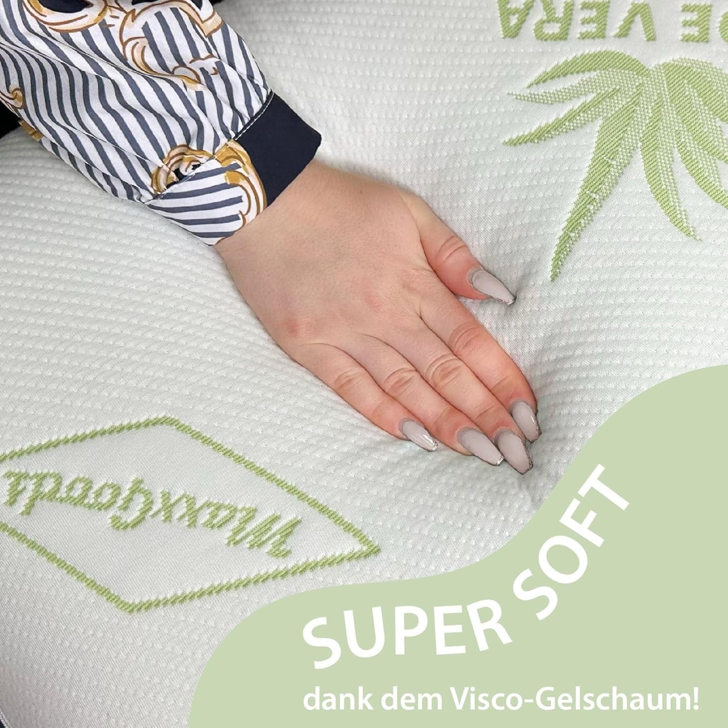 Maxxgoods ortopedisk kudde Visco Gel Foam Nackstödskudde med Aloe Vera skyddande överdrag och 100 % bomull Inneröverdrag - Kudde för mage, rygg och sidosömmar (42 cm x 70 cm x 12 cm) cervikala ortopediska kuddar Naty Shop