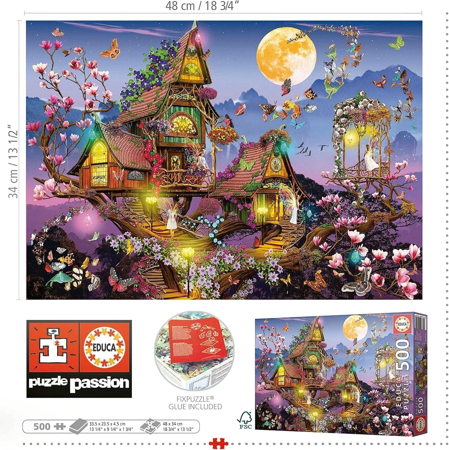 Educa - Pussel 500 bitar för vuxna | sagohus, 500-bitars pussel för vuxna och barn från 11 år, fantasy, sagor, älvor (19554) Puzzle Naty Shop