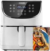 COSORI Hot Air Fryer Airfryer, 12-I-1 Air Fryer XXL 6,2L, Hot Air Fryer med utsiktsfönster och omrörningspåminnelse, 80 recept Hushållsapparater Naty Shop White 5,5L Premium