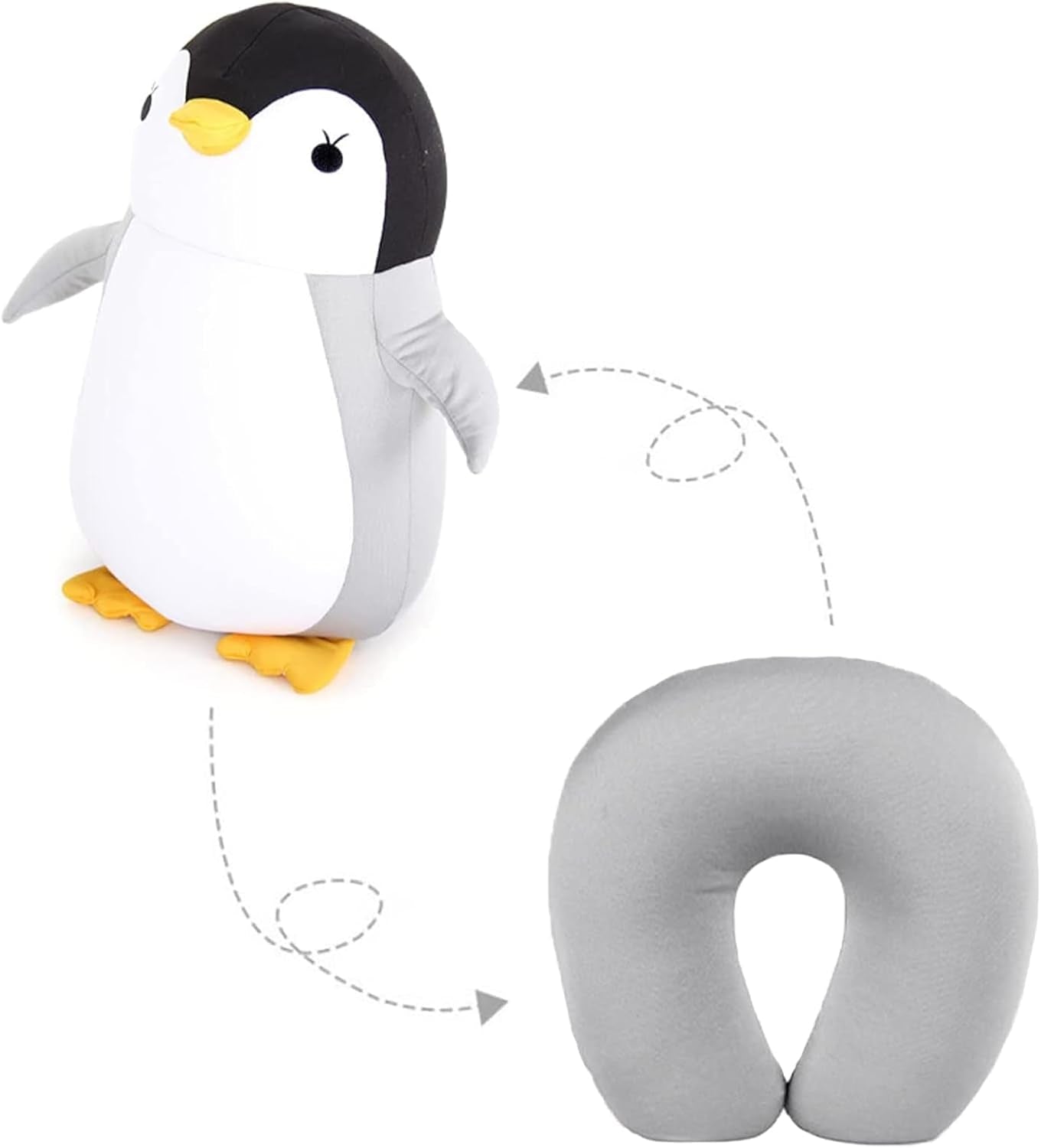 2 i 1 Nackkudde U-form Nackkudde Nackstöd Kudde Nackstöd Kudde Nackstöd Nackkudde Deformation För Gosedjur För Camping Vandring Bil Flygplan Cervikala Ortopediska Kuddar Naty Shop Grå Penguin