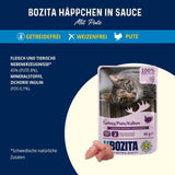 Bozita påse Nassfutter Häppchen i sås med kyckling - 12x85g Portionsbeutel getreidefreies & weizenfreies Futter für Katzen - Katzennassfutter für erwachsene Katzen med 8,5 % protein & 4,5 % fetthalt