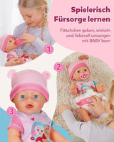 BABY Born Emma - babydocka 43 cm - 10 funktioner inklusive tillbehör och madrass - Fungerar helt utan batterier - Lämplig för barn från 3 år och uppåt