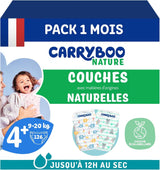 - Blöja storlek 4+ 9-20 kg – Ökologische Babywaidern – natürliche Babypflege, hypoallergen, ohne Parfüm und auslaufsicher – hermestellung in Frankreich – 126 engångsblöjor – 1 månad