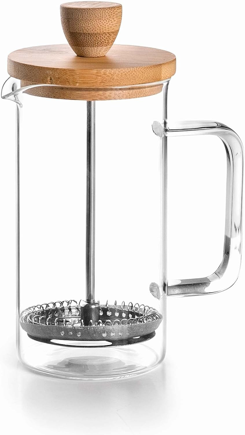 - Fransk kaffebryggare, kaffepress, kolvkaffebryggare, fransk filterkaffekanna, 3 koppar, 0,35 l, stål och trä