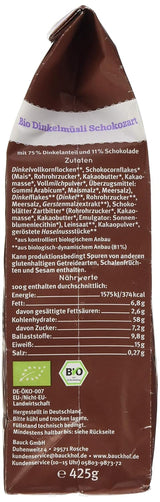 Bauck HOF Dinkelmüsli Schokozart, 425G (1Er Pack) Spannmål Naty Shop