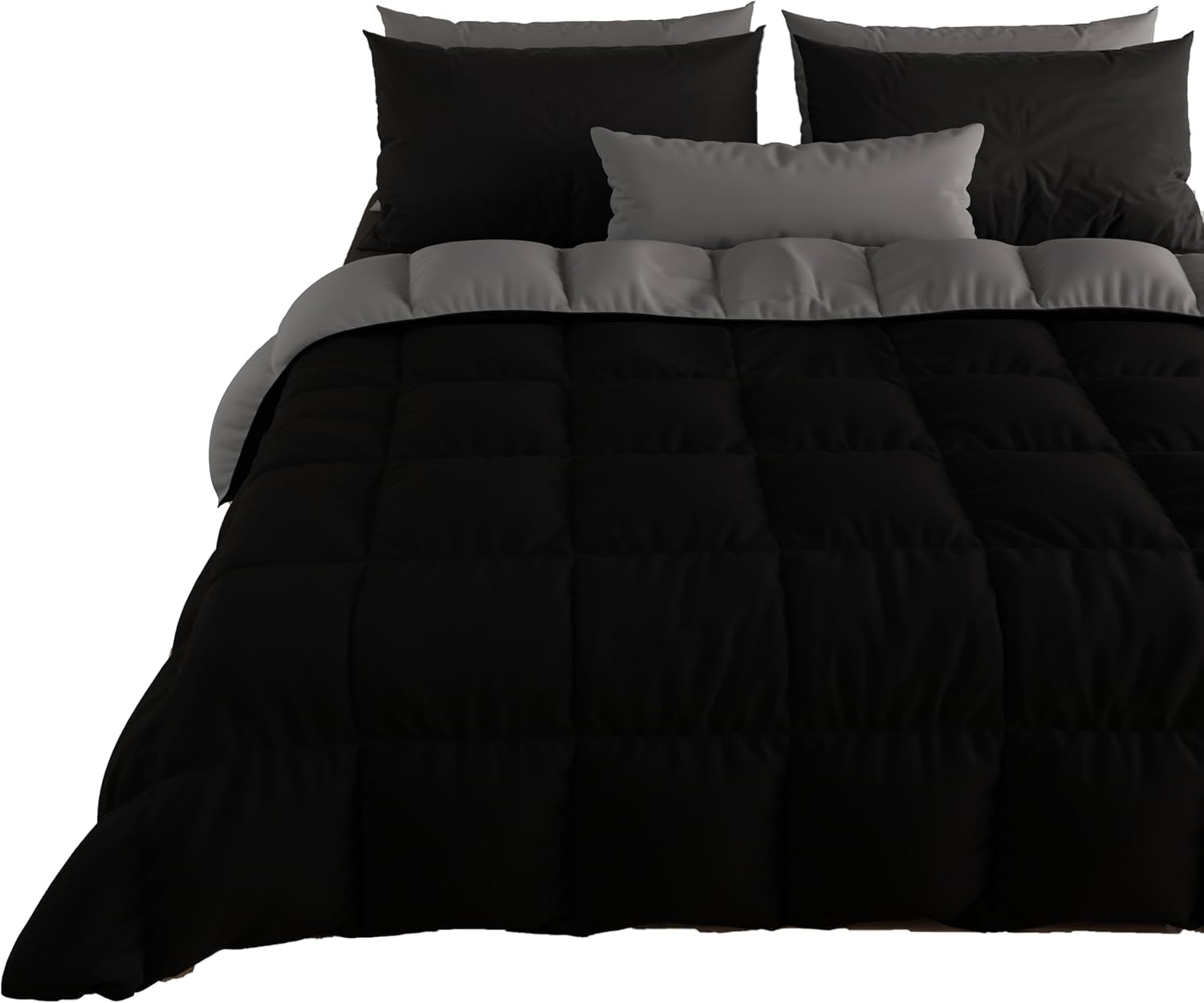 PETTI Artigiani Italiani - Dubbelsäng vinterfilt, maxi, monokrom, dubbelsidig, vit, grå, 100% Made in Italy Täcken och täcken Naty Shop Black Single Standard (150X260 Cm)