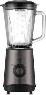 BLACK+DECKER Stativblandare | 500W | 2 hastigheter | Pulsfunktion | Glaskrug | 1,5L | Edelstahlmesser Mit 4 Klingen | Herausnehmbar Und Leicht Zu Reinigen | Weiß Und Grau Kitchen Naty Shop 800W Edelstahl