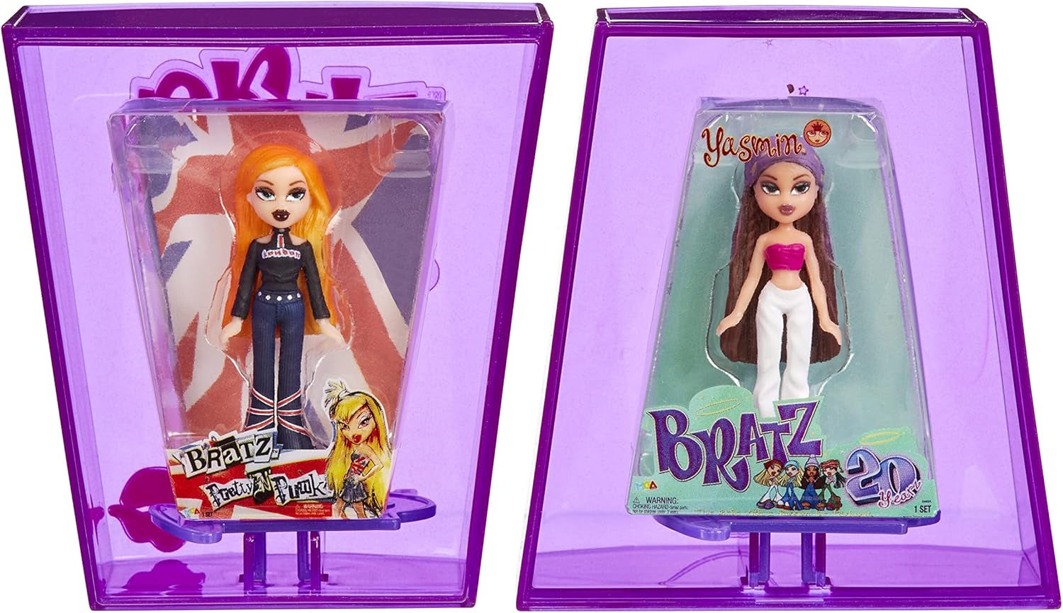 Bratz Miniverse MGA:s Y2K Nostalgia Flashback Minis Limited Edition Dolls - SURPRISE PACK - 2 Bratz Mini Dolls and Display Case - Fantastisk present till barn och samlare 6+