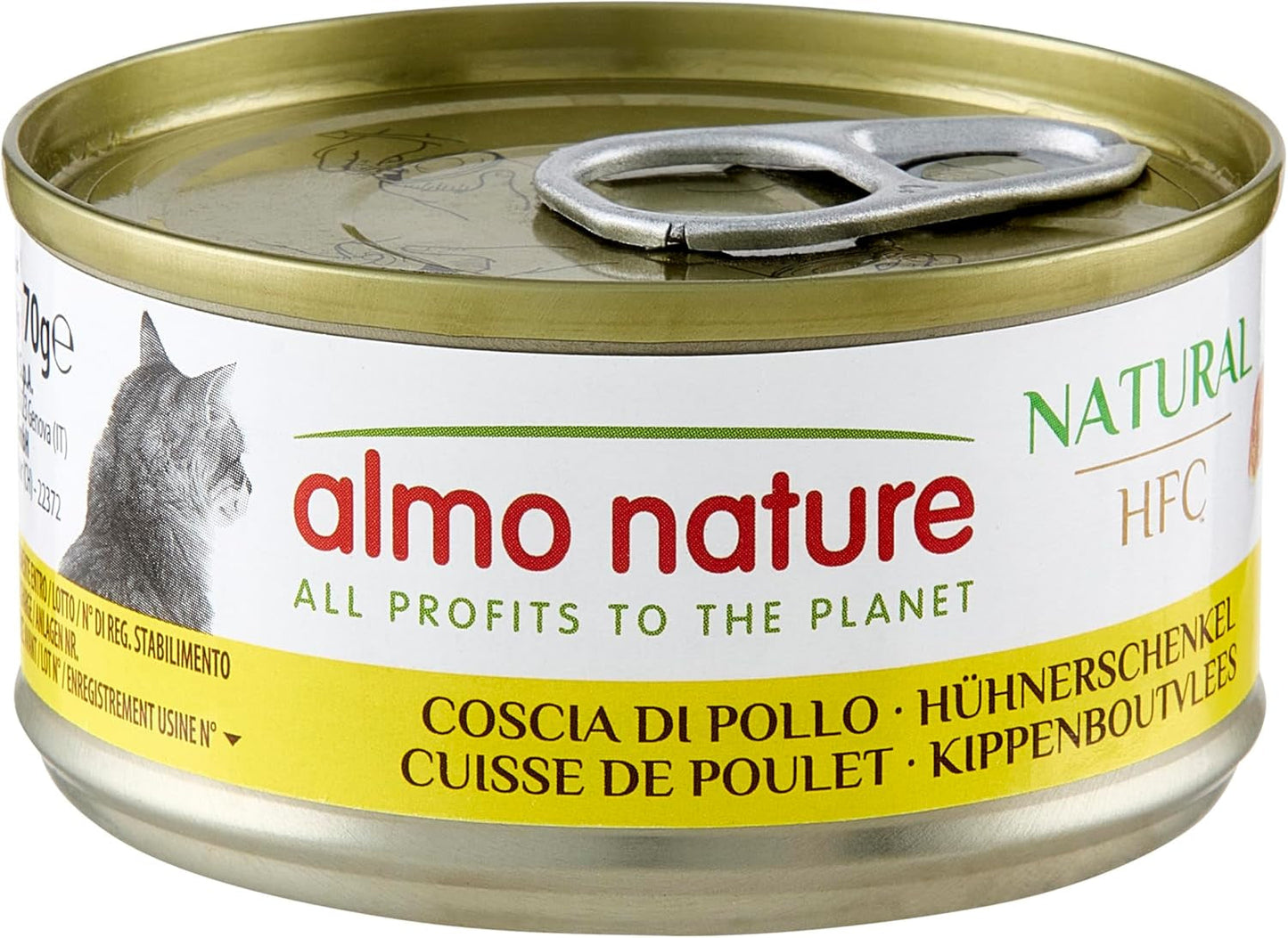 Almo Nature HFC Våt naturlig kattmat - kycklinglår, förpackning om 24 (24 x 70g)