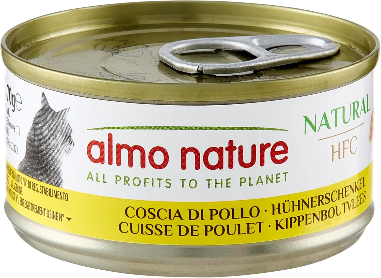 Almo Nature HFC Våt naturlig kattmat - kycklinglår, förpackning om 24 (24 x 70g)