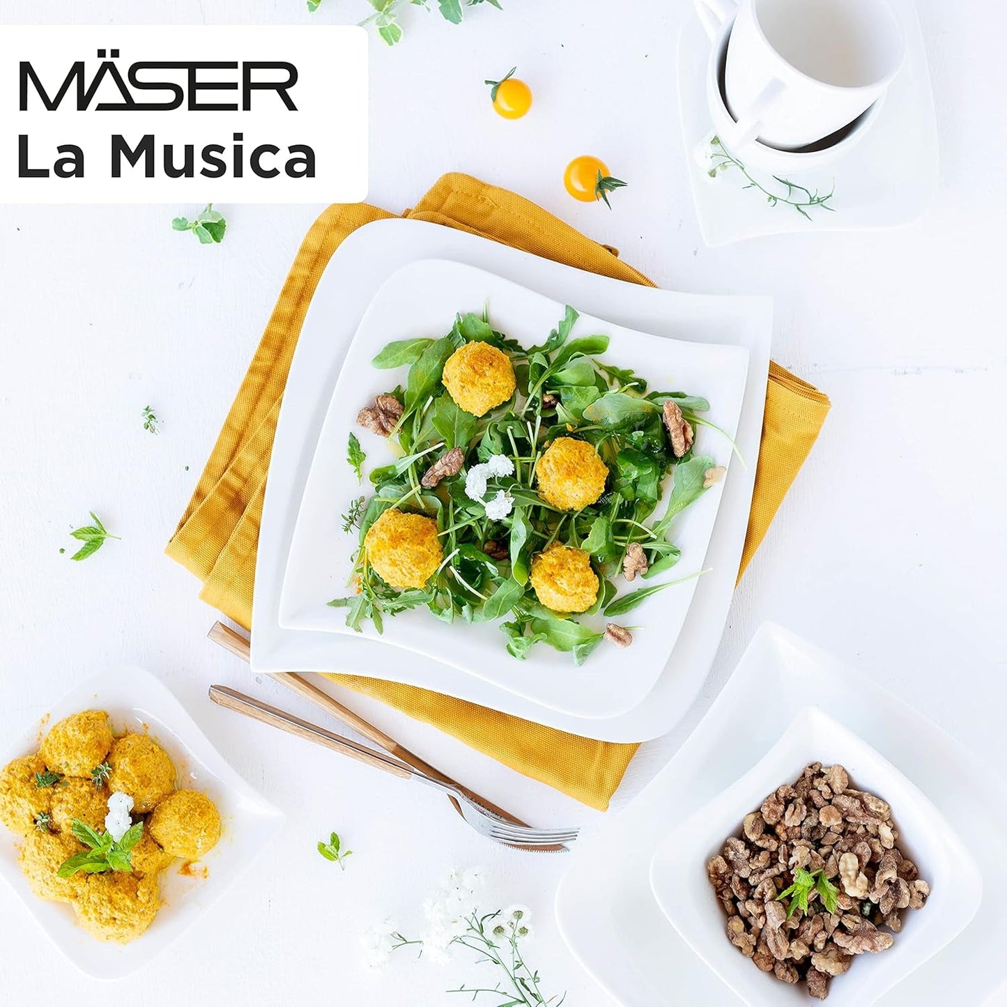 Verso de Mäser, La Musica-serien, 18-delad kaffeservering, 6-personers porslinsservis, 921172, vit