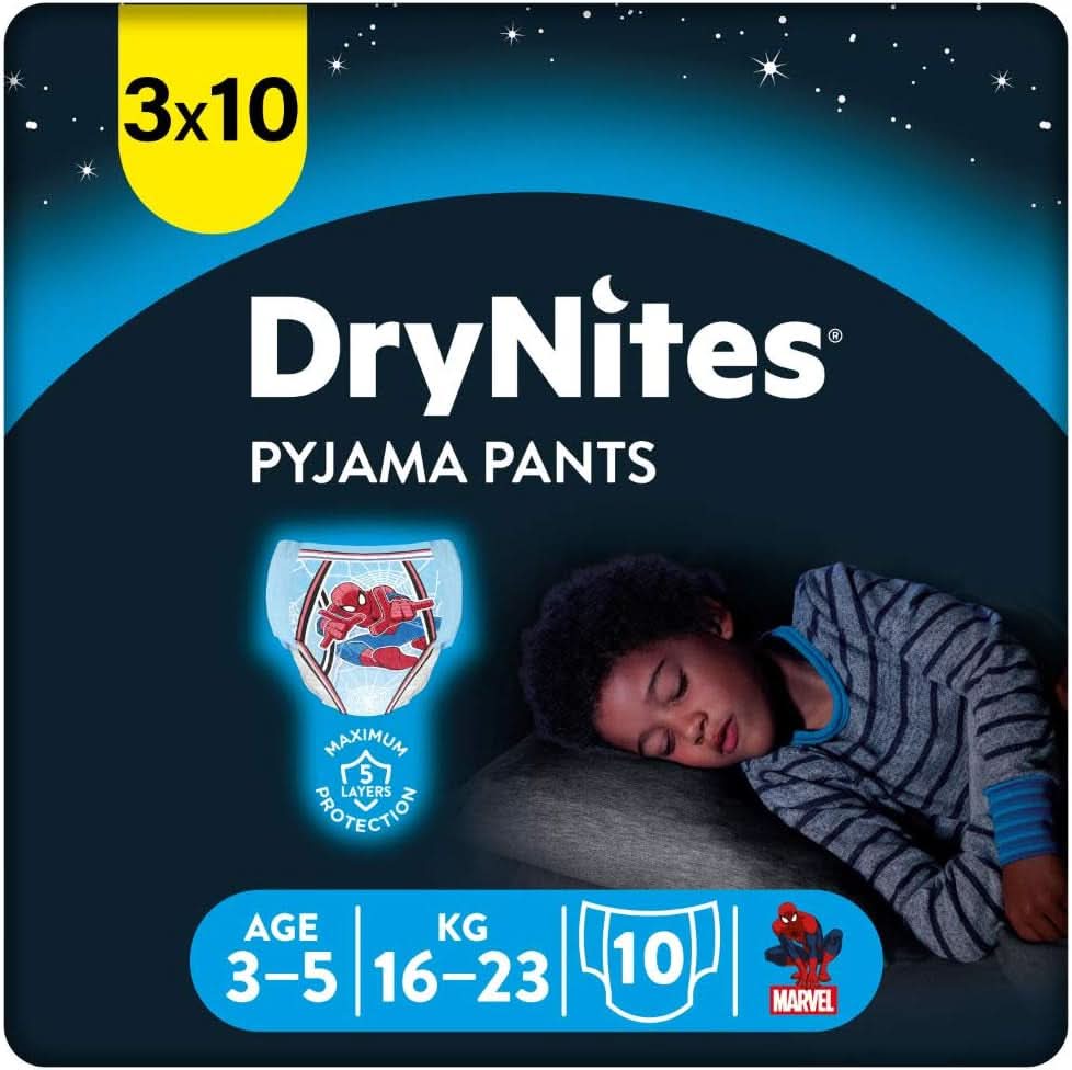 HUGGIES Drynites nattblöjor, för pojkar 4-7 år (17-30 kg), 30 st Naty Shop 30 st 3 - 5 år (16 - 23 kg)