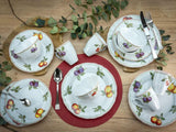 CreaTable, 16999, Flora ORCHARD-serien, 16-delat servisset för 4, kombinerad porslinsservice, diskmaskin och mikrovågssäker, tillverkad i Europa