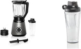 Bosch Standmixer Vitapower Serie 4 MMB6174SN, Verbesserte Version, Hochwertige Edelstahl-Klingen, 1,5L Glasbehälter, 0,6L To-Go-Flasche, Spülmaschinenfeste Teile, 30 000 U/Min, 1200 W, Silber Bundle Mi6 L Flasche, - 0 Mit 10 Jahre Motorgarantie