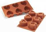 Silikomart 20.036.00.0060 SF 036, Kitchen Heart Naty Shop L (69,5 x 72 mm, djup 39,5 mm. Volym: 6 x 125 ml) Sf124 Passion, 6 x hackade hjärtan