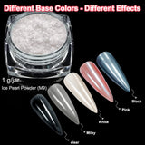2 Schachteln Weiße Perle Chrom Nagelpuder - Transparent Aurora Ice Shimmer Chrome Pigment Pulver Für Nägel, Glaserad Donut Glitzerpuder Nails Spiegeleffekt-Glitter Nagelkunst-Pulver Für Diy-Salon