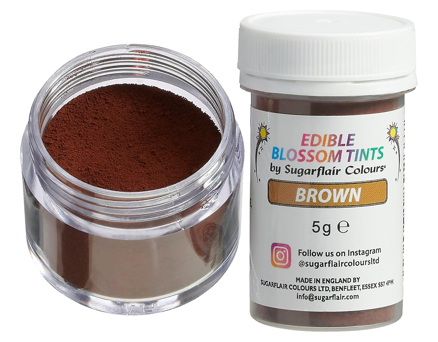 Sugarflair Blossom Tint Dust Brown - Livsmedelsfärgpulver för tårtdekorationer, fondant, glasyr, choklad, smörkräm, macarons och mer - 5G