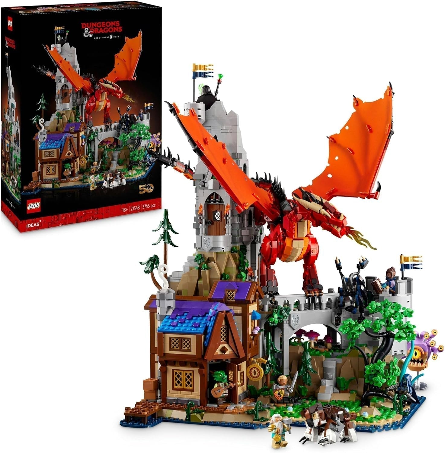 LEGO Ideas Dungeons & Dragons: The Saga of the Red Dragon, Byggset för vuxna, Dungeons and Dragons Presentidéer för fans, Fantasy Building Set, Creative Activity 21348 Byggset Besuche den LEGO-Store Standardtitel