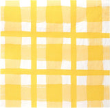 Talbord 20 X gula Gingham engångsservetter av återvunnet papperspapper för utomhussommarpicknick och middagar, miljövänliga för födelsedagsfester, påsk, bröllop, BBQs, 3 lager 33 cm