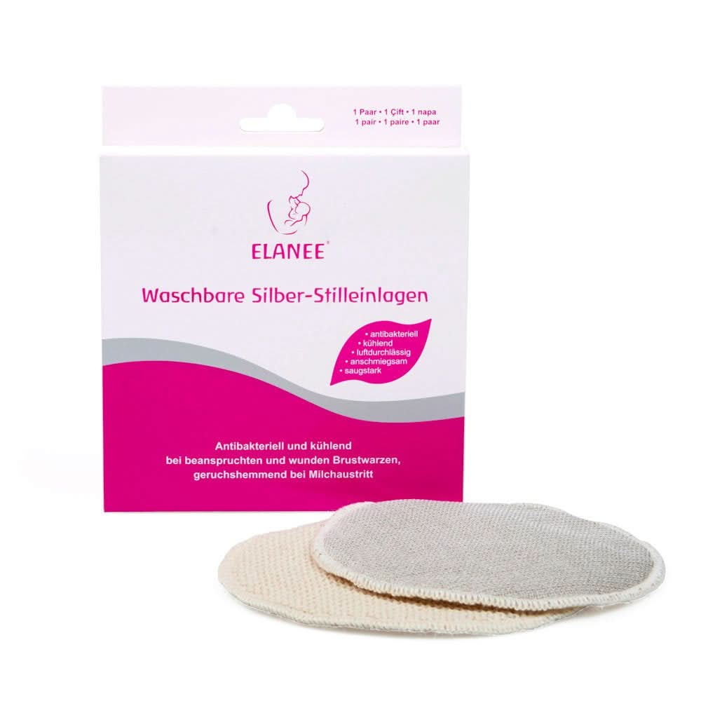 ELANEE Amningsskydd, silver, antibakteriella och tvättbara - Mjuka och uppfriskande Mat och amningstillbehör Bebe Naty Shop 2 st (1 förpackning)