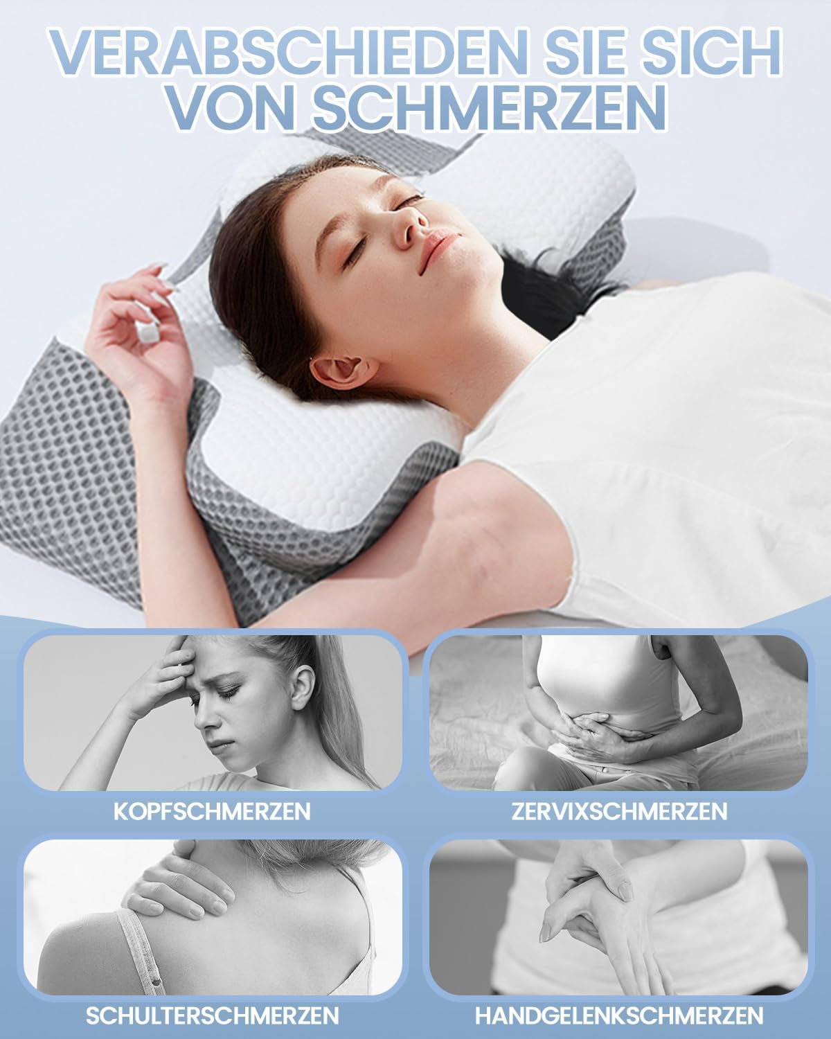 2 i 1 nackkudde Kudde Memory Foam Kudde Ergonomisk ortopedisk kudde 2 Sovhöjd Nackstödskudde för sida / rygg / magstöd Cervikala ortopediska kuddar Naty Shop