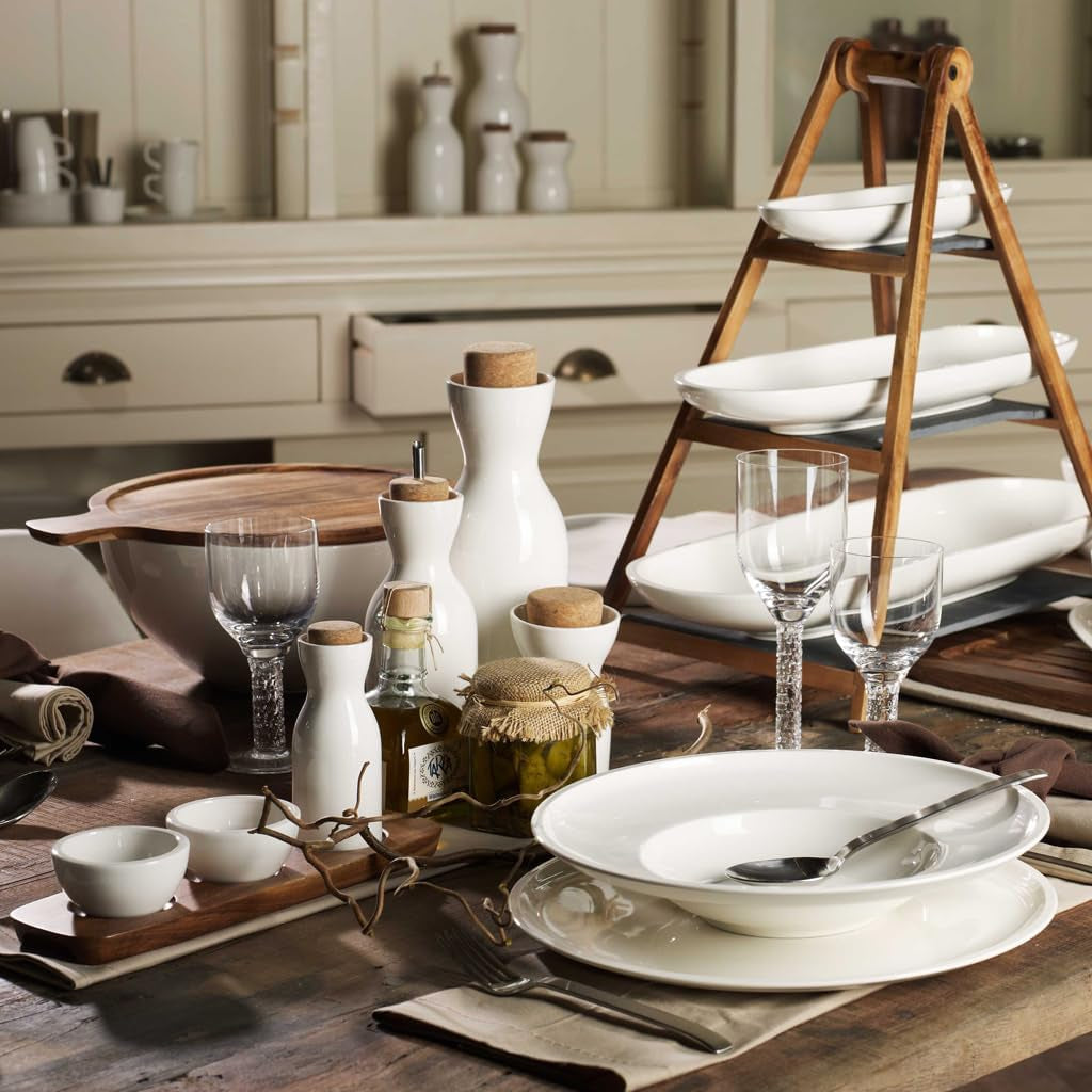 Villeroy & Boch - Artesano 6-delat servisset för 2, vitt, diskmaskinssäkert, mikrovågssäkert, bestickset, tallriksset, middagstallrikar, frukosttallrikar, middagstallrikar, premiumporslin