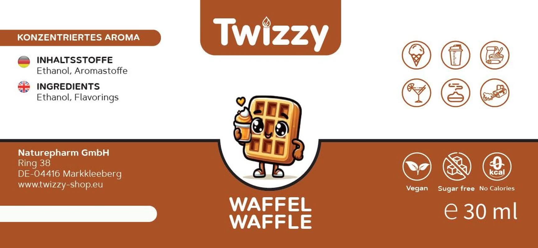 Twizzy Waffle Food Flavoring - 30 ml - Intensiv arom - Idealisk för bakning Arome Naty Shop