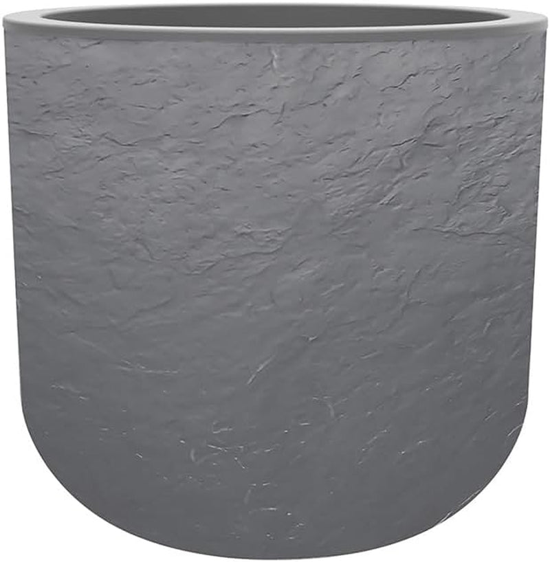 Rund kruka, 40 cm, Volcania'Up 32,5 l, stenlook, enkelvägg, vattentankyta, Ø 38,5 x H. 36,8 cm, antracitgrå