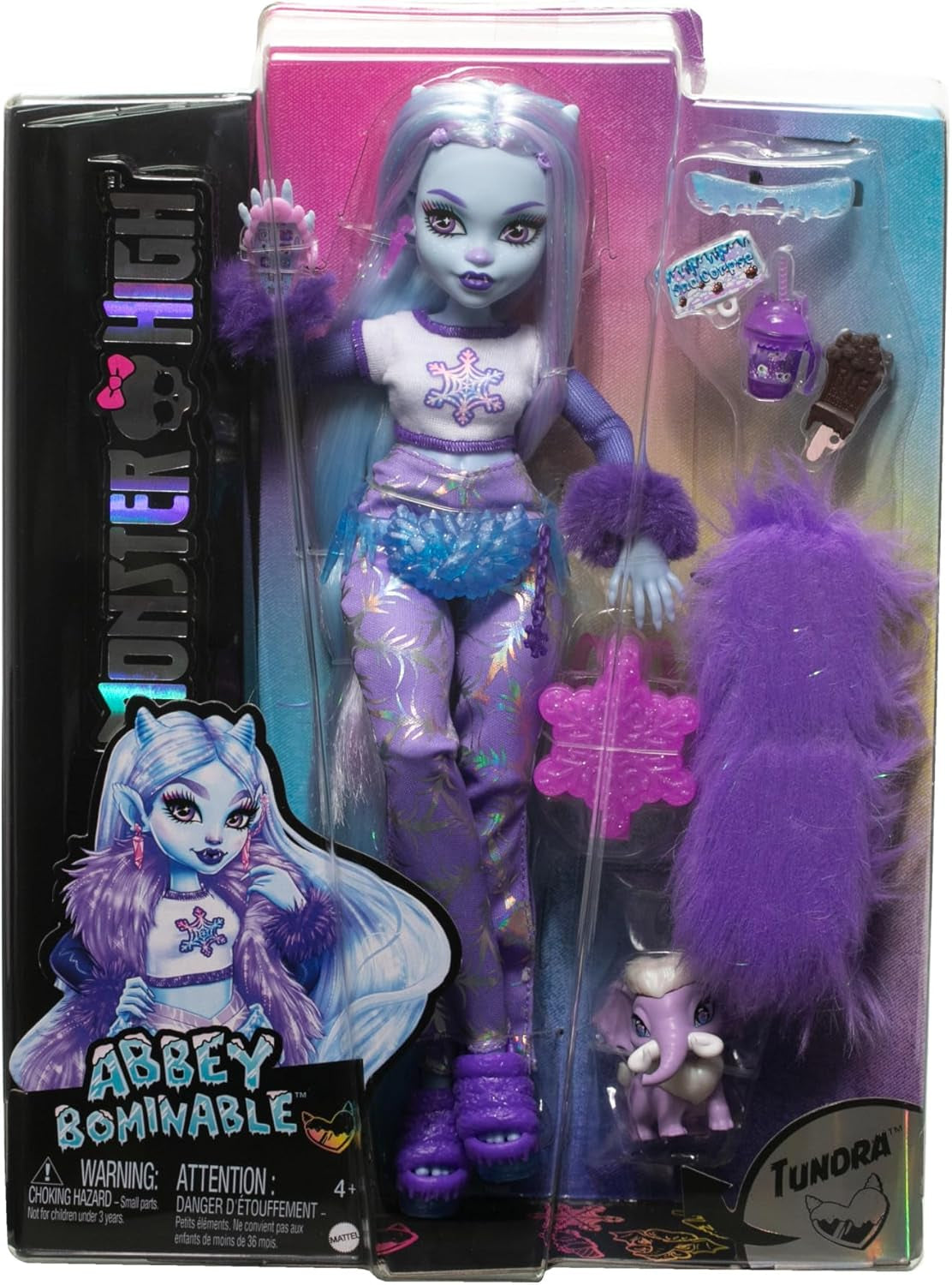 Monster High Abbey Bominable Yeti med Mammoth Pet och tillbehör - Spökliknande Snowflake Look för barn 4+, HNF64 Naty Shop Dolls