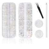 5600 Stück Strasssteine Nägel Nail Art, 36 Farben Glitzersteine, Dekorationen Nagelsteine Für Nagelkunst, Einschließlich Wachsstift Für Strasssteine Und Strass-Picker