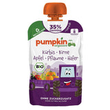 Pumpkin Organics Bio Gemüse-Getreide-Quetschie Kürbis, Birne, Apfel, Pflaume, Hafer ohne Zuckerzusatz¹ - ab 8 Monaten - als Snack eller Beikost für unterwegs (100g)