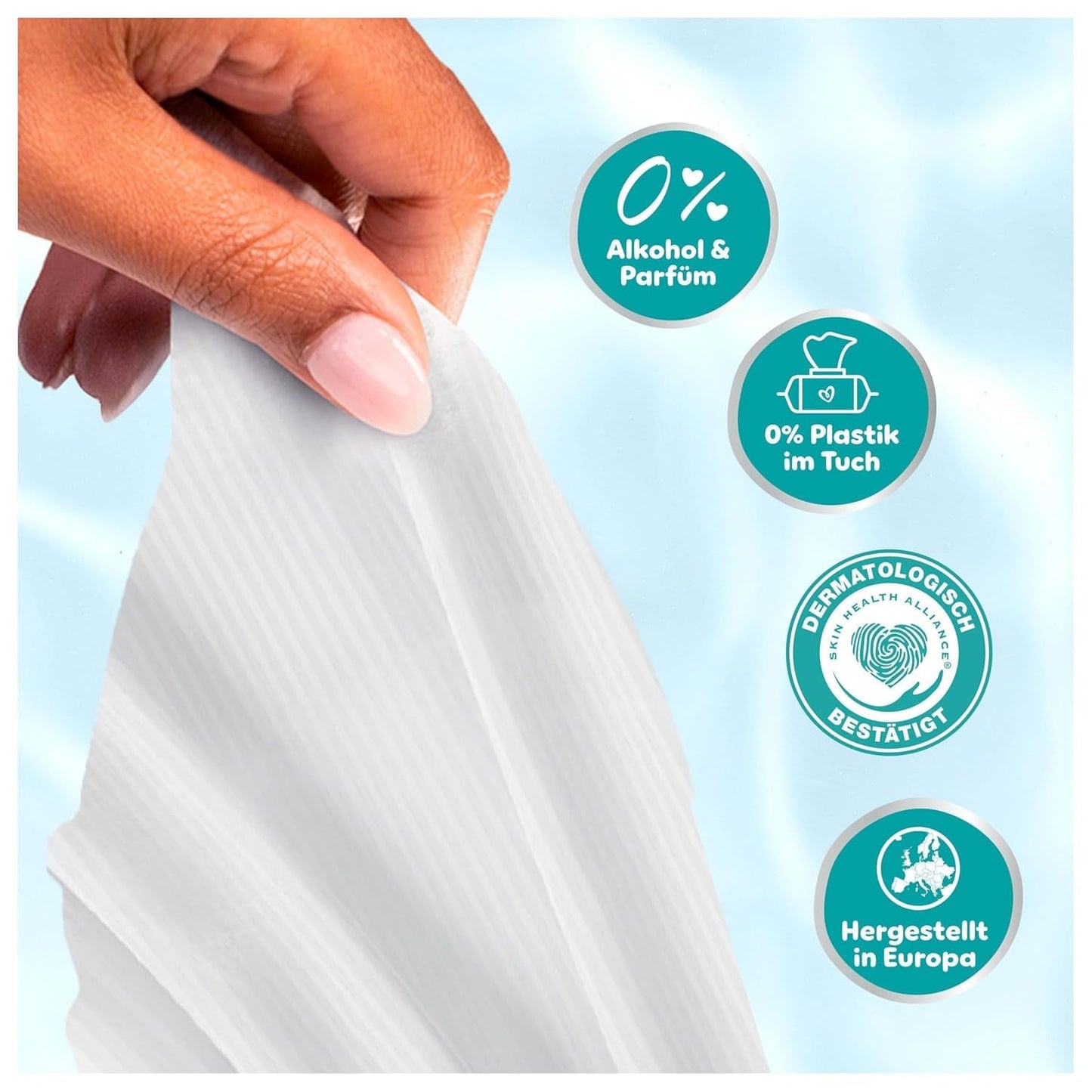 Pampers 99% vatten babyservetter, 12 förpackningar med 60 torkdukar vardera = 720 babyservetter, lätt lotion 99% vatten