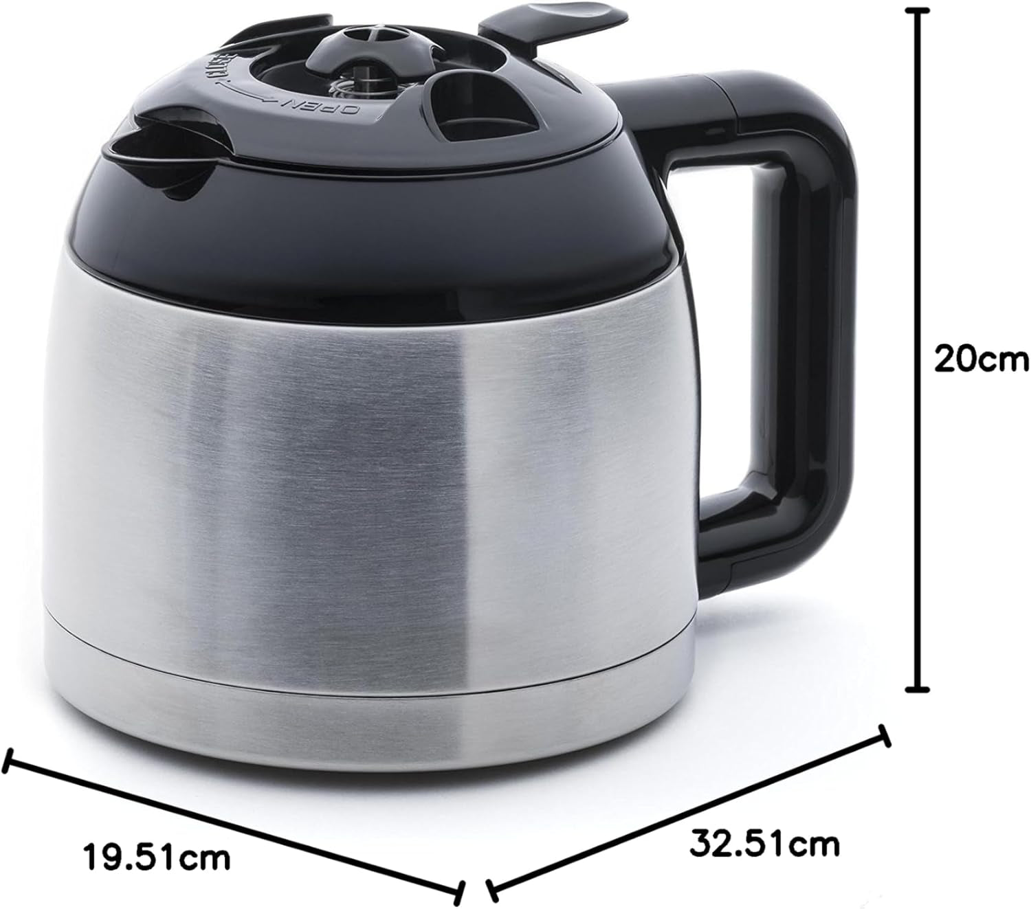 SYBF-CM025 Varmkaffebryggare, rostfritt stål, 1,2 liter, rostfritt stål