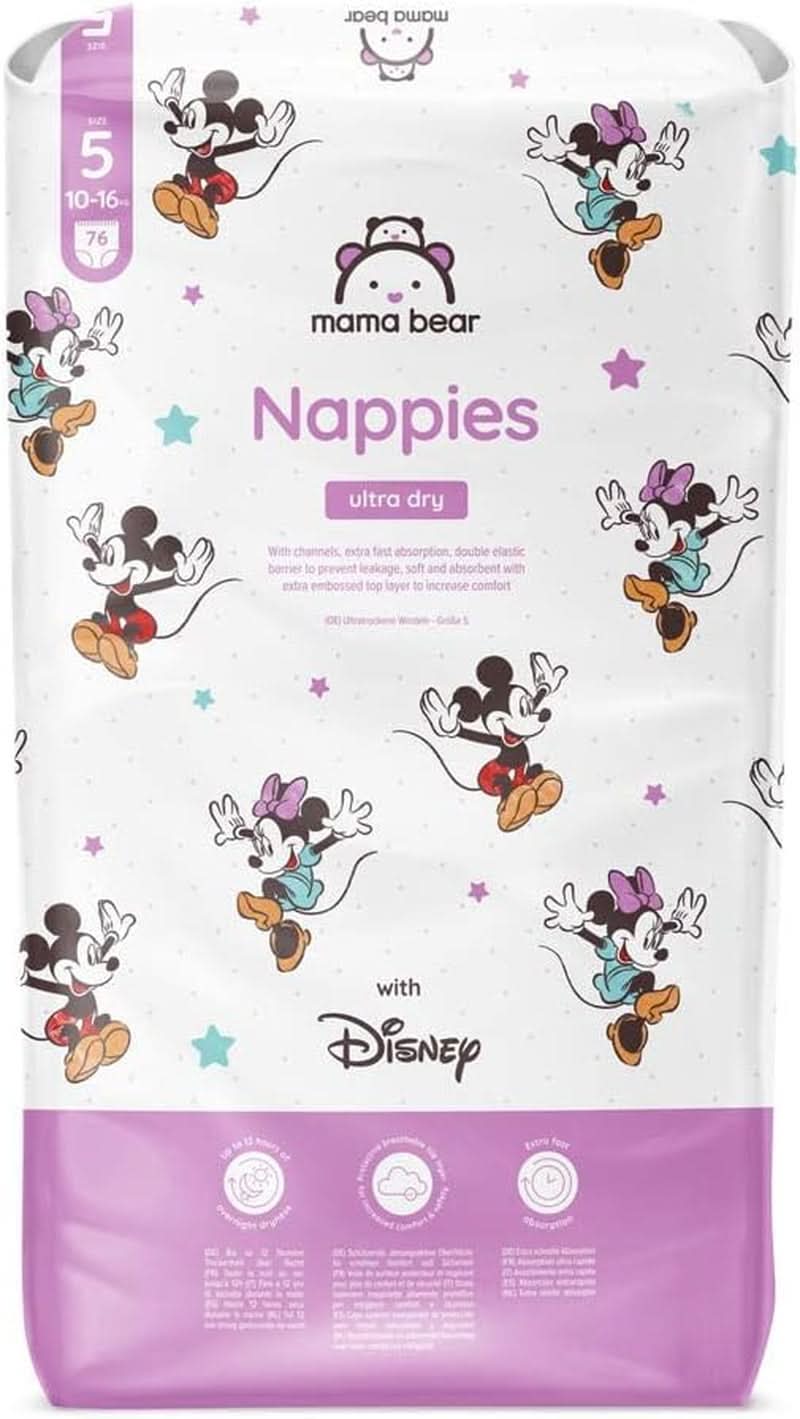 Mama Bear Disney Ultra Dry blöjor storlek 4 (8-14 kg), vit, 84 stycken (1 förpackning) Naty Shop storlek 5 (10-16 kg) Enkelpack