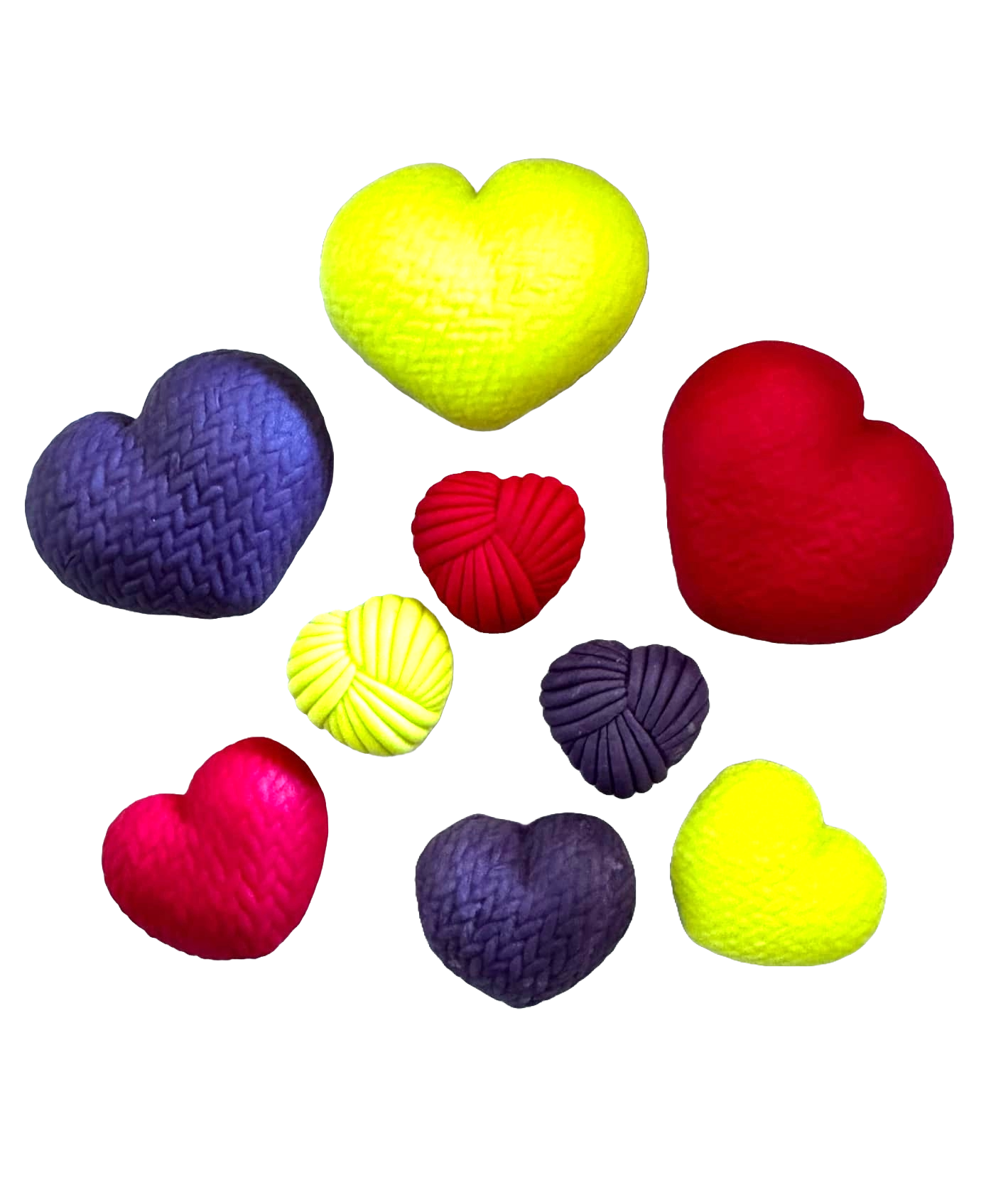 Set med 9 ätliga sockerdekorationer, virkade hjärtan Sugar Paste Decorations Naty Shop