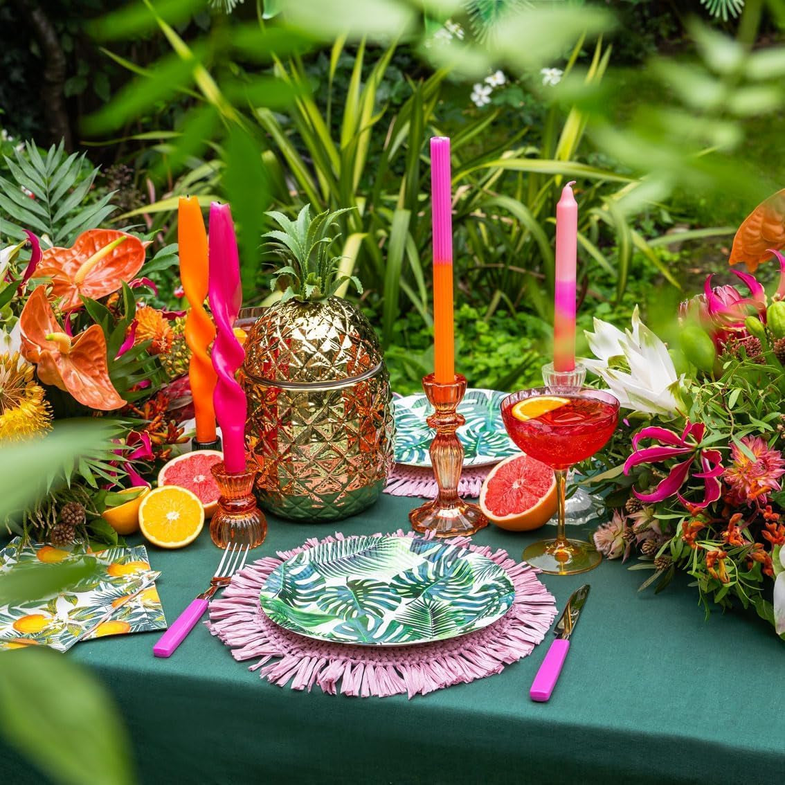 Paket med 20 tropiska våtservetter | Gröna pappersservetter med Palm Leaf Design | Engångsservis för barnfest, safarifest, djungel, dinosaurie, sommar, hawaiiskt tema