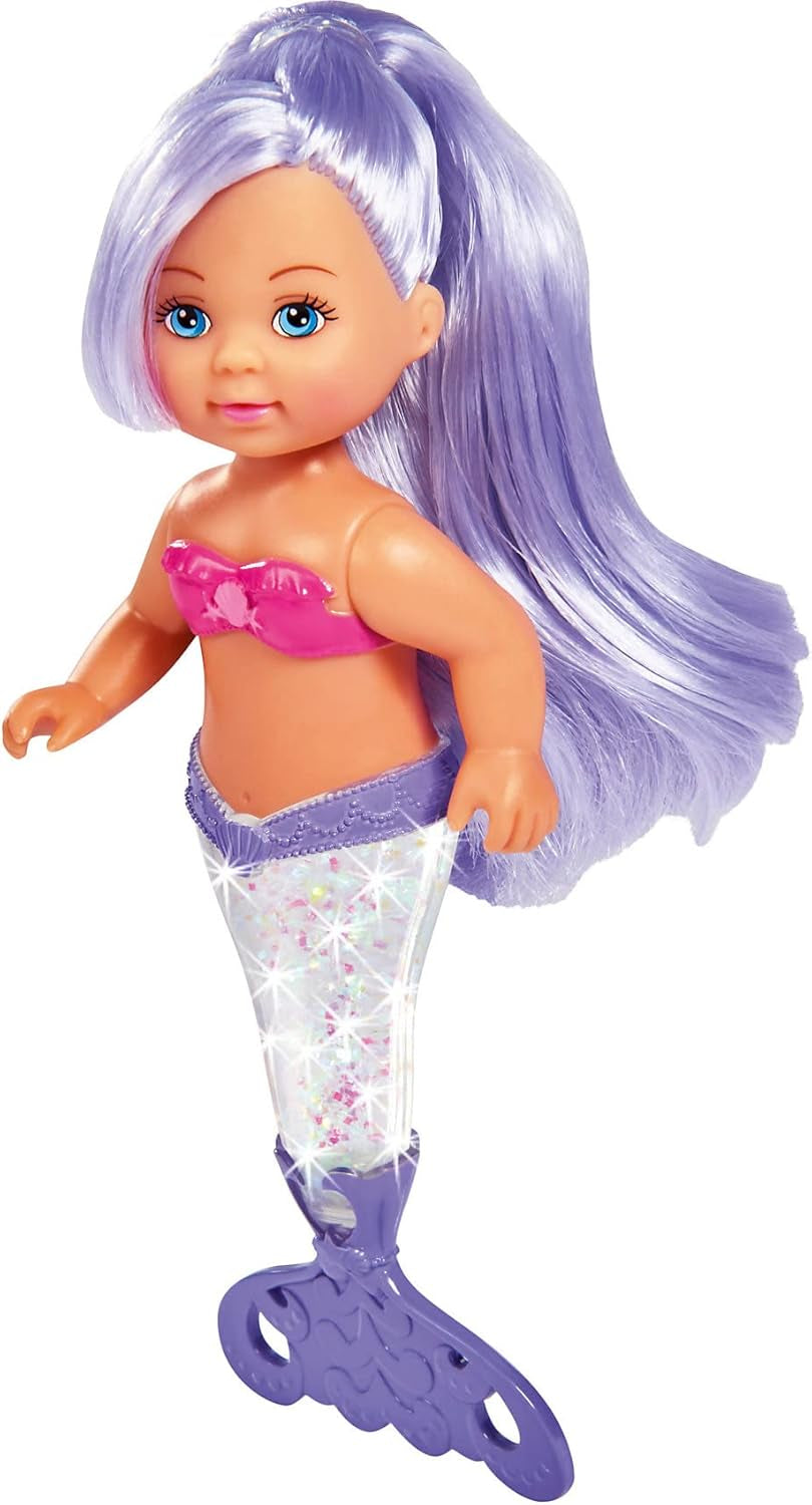 Simba 105733482 - Evi Love Glitter Mermaid, sjöjungfrudocka med stjärtfena som lyser när den skakas. Endast EN vara tillhandahålls.