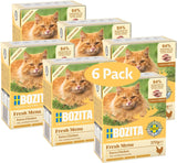 Bozita Tetra steriliserade bitar i sås med mycket kyckling - 6 x 370 g vått spannmål och sockerfritt kattfoder - icke-GMO, med 8,5 % protein och 4,5 % fett - hög kvalitet och extremt välsmakande