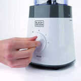 BLACK+DECKER Stativblandare | 500W | 2 hastigheter | Pulsfunktion | Glaskrug | 1,5L | Edelstahlmesser Mit 4 Klingen | Herausnehmbar Und Leicht Zu Reinigen | Weiß Und Grau Kitchen Naty Shop