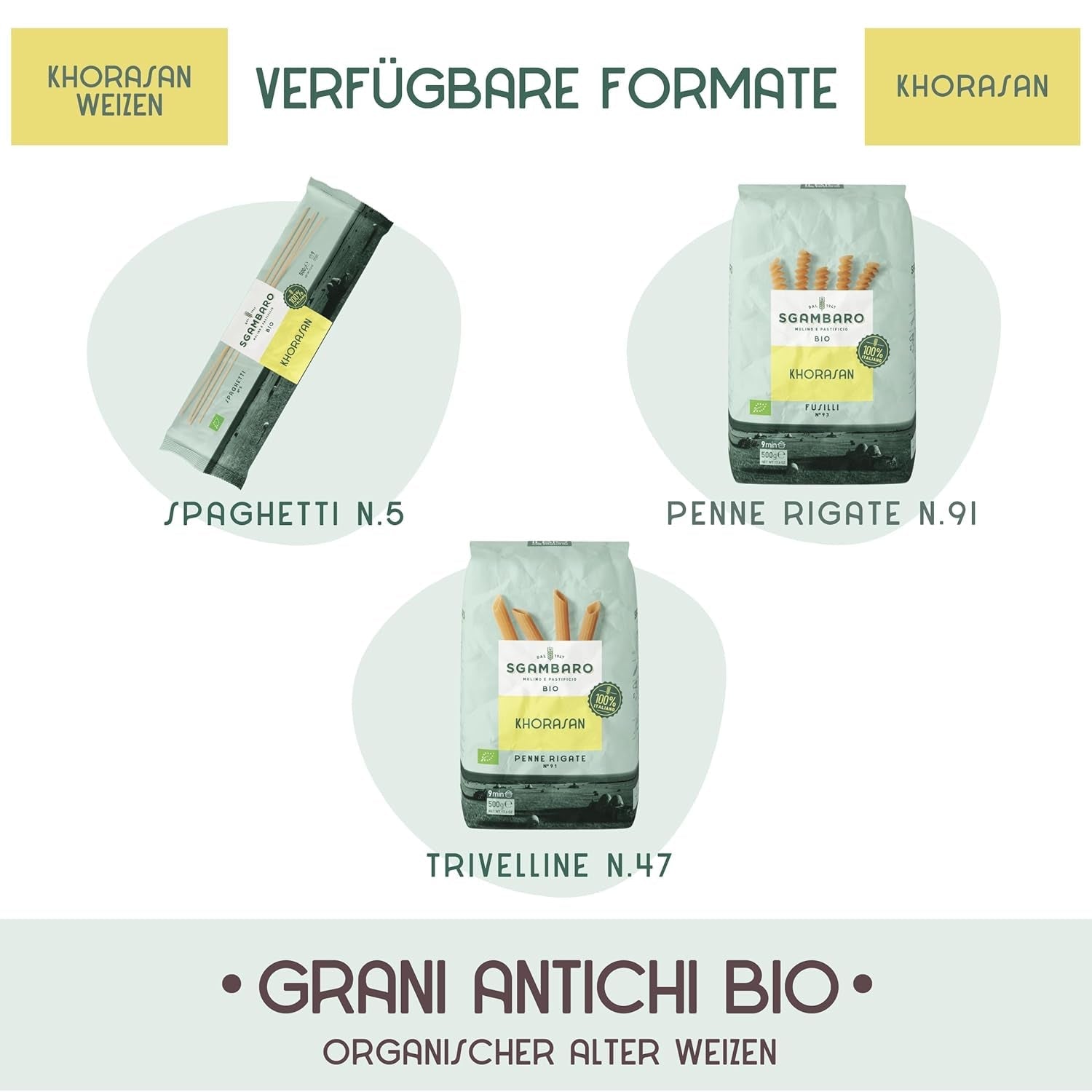 Ekologisk Fusilli Pasta nr 93 - 500g Khorasan-vete - Urgammalt vete, proteinrikt, 100% odlat i Italien - Mångsidig i köket och rikt på näringsämnen