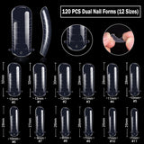 120 st nagelformsset, nagelförlängningar, gelnagelformer, nagelformset med dubbelhuvudborste och nagelfil med clips, för gelnaglar