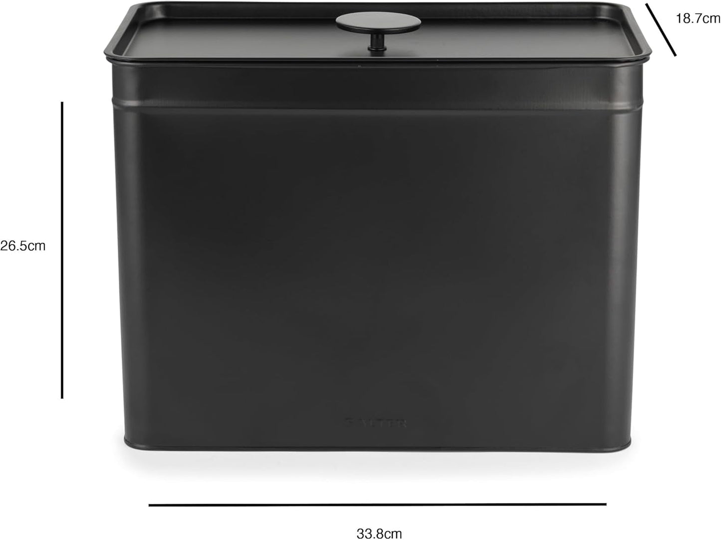 Salter BW12614EU7 Kuro förvaringslådor set - 4 köksbehållare Bröd/te/kaffe/socker Fyrkantiga förvaringslådor Lätt att rengöra Håll maten fräsch Svart matförvaringslådor Naty Shop