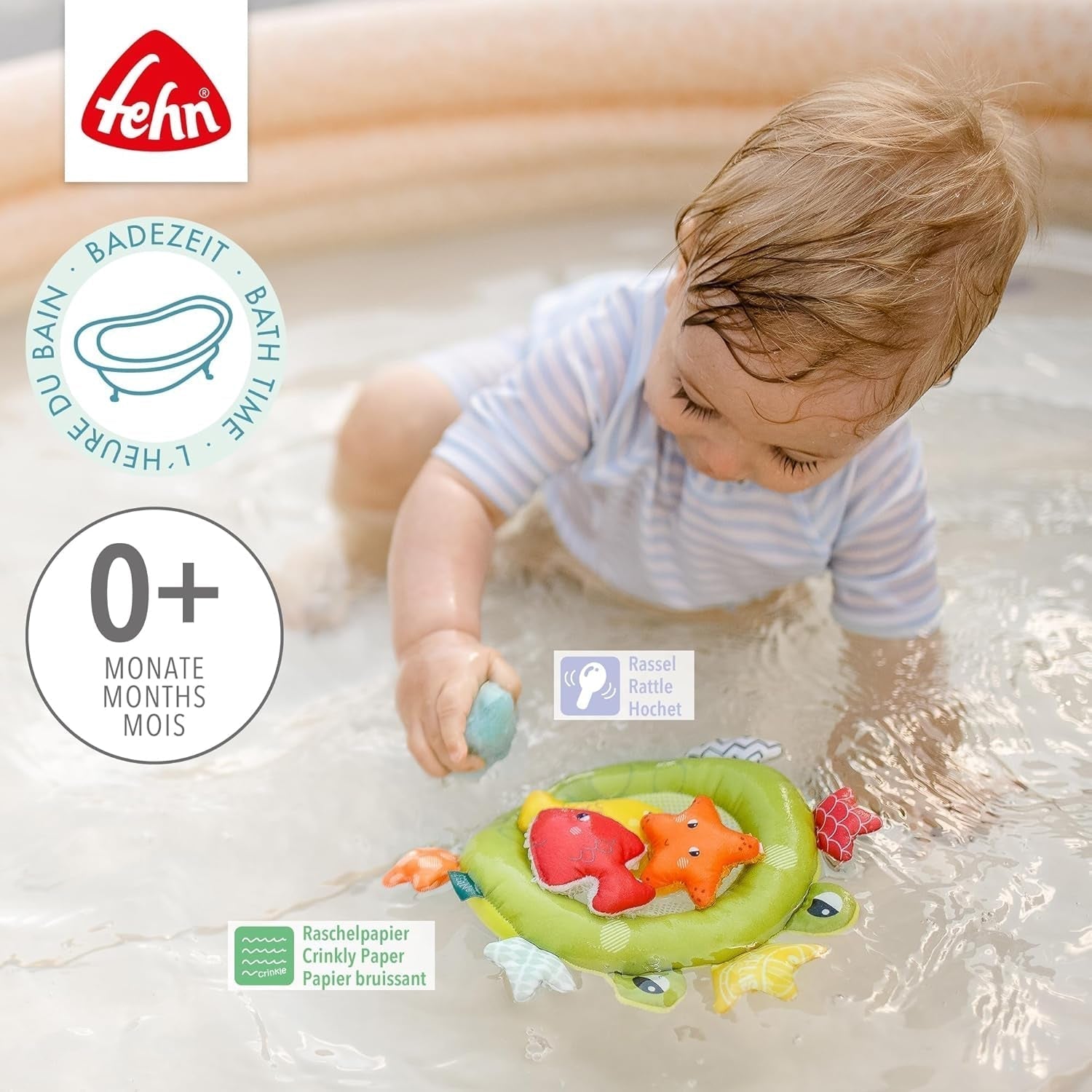 Fehn groda badnät - Babybadleksak för badkar - Flytande vattenleksak för glatt badkul - Badleksak för spädbarn och småbarn från 0+ månader Babyleksaker Naty Shop