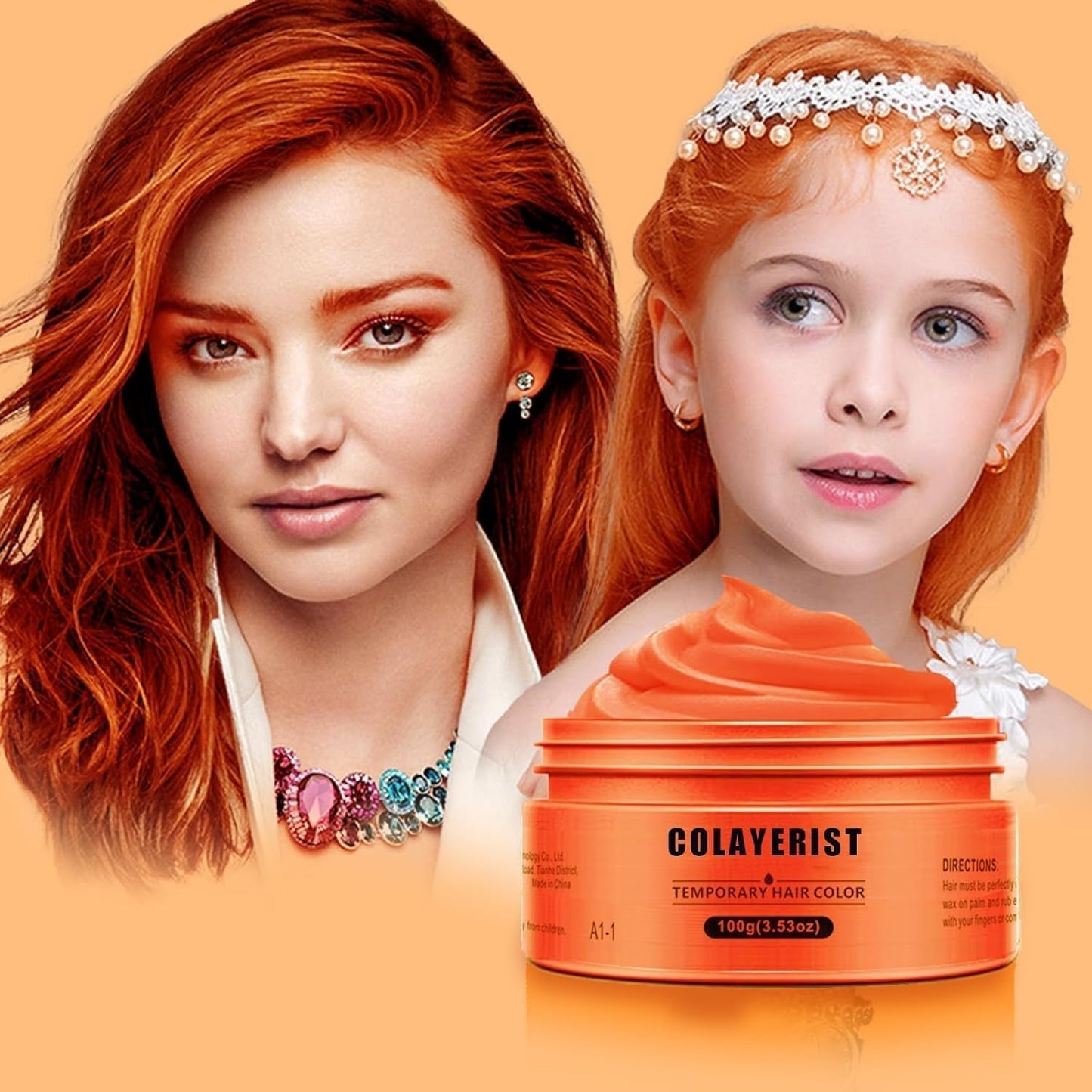 COLAYERIST Tillfällig tvättbar svart hårfärg Hårfärgsvax för män och kvinnor Hårmascara för fest eller cosplay utan krångel Hårfärgsprodukter Hårfärgning Naty Shop Orange